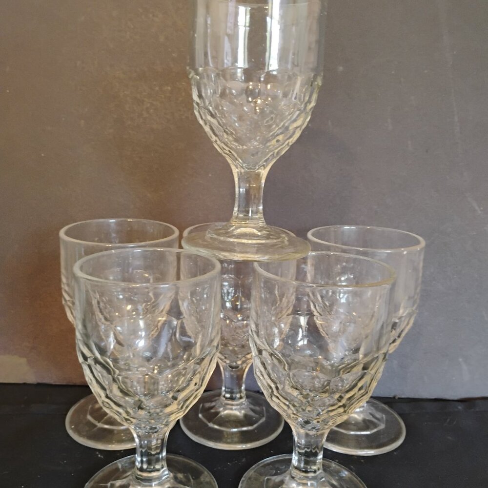 EAPG 1900s Honeycomb Pattern Goblets, set of 6
